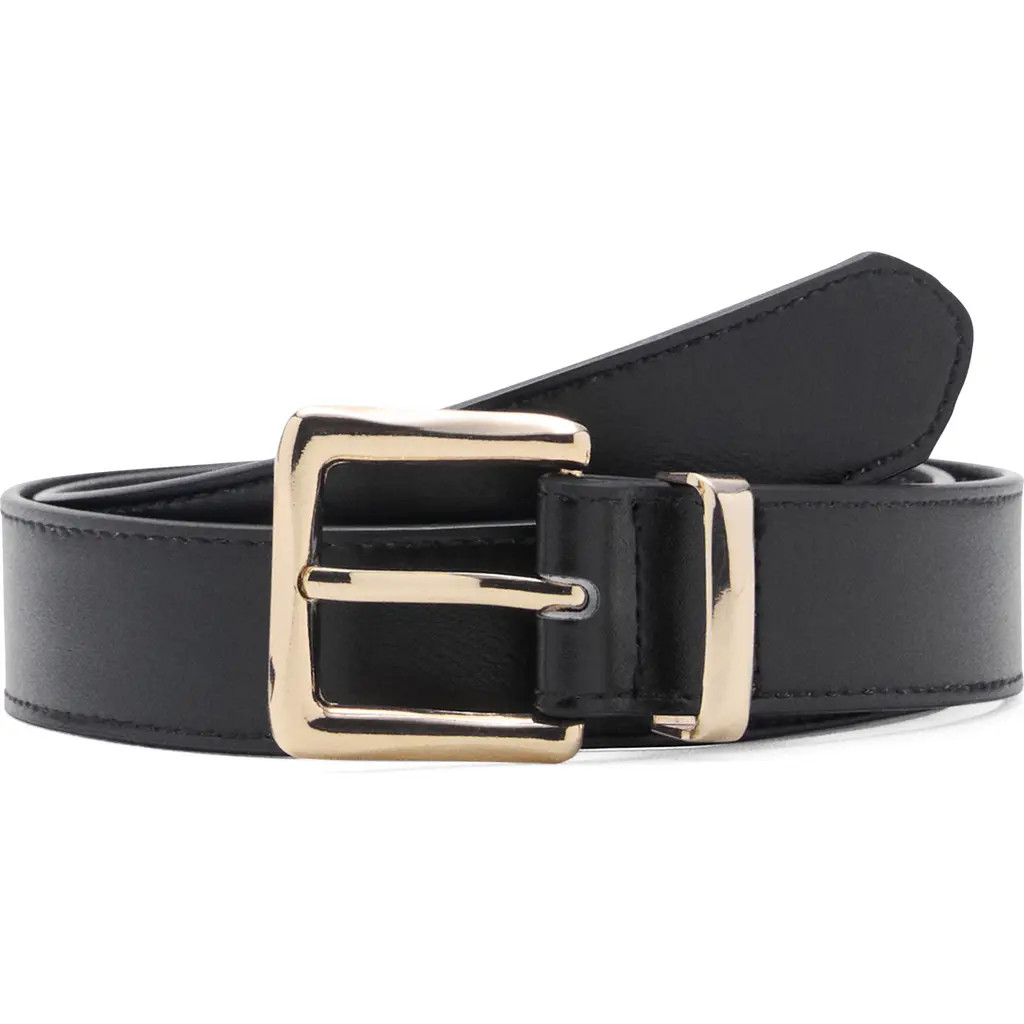 MANGO Stitched Square Buckle Belt in Black at Nordstrom, Size Small | Nordstrom