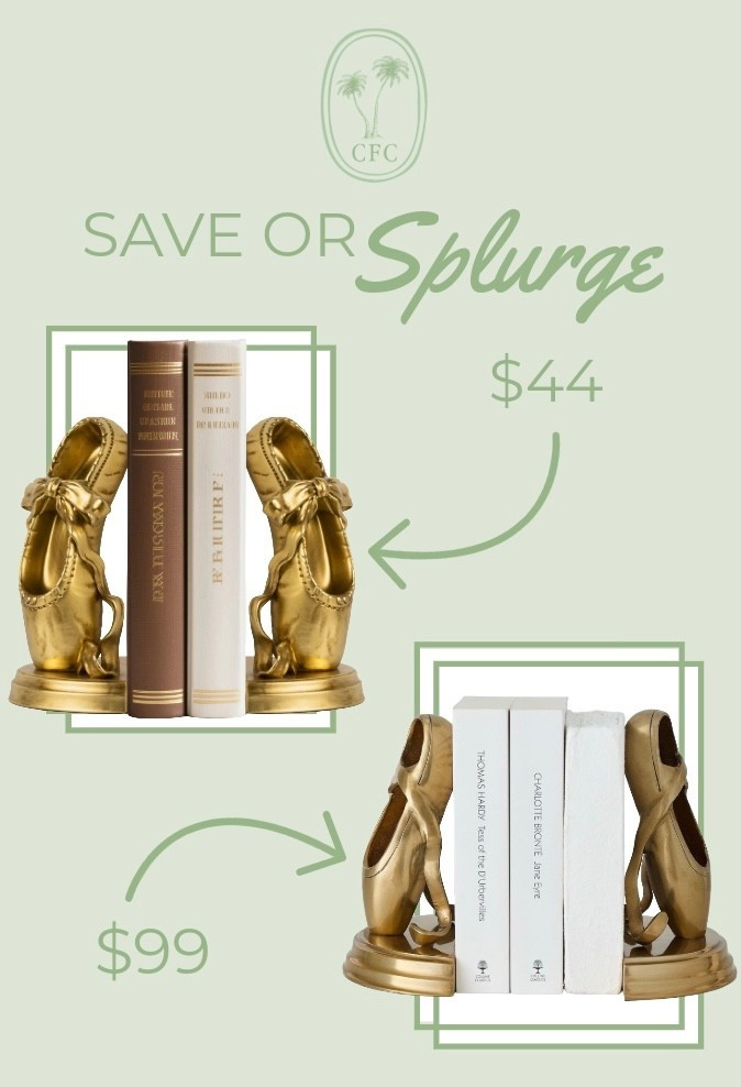 Save or splurge on these brushed gold ballet slipper bookends  

#LTKHome