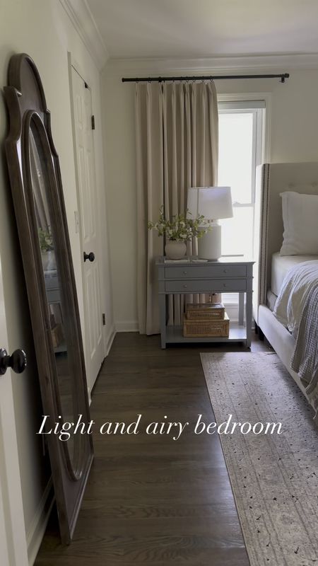 Neutral bedroom decor, storage baskets, neutral rug, grey night stands, classic night stands, Ballard design, target, two page curtains, pottery barn, woven nook 

#LTKhome #LTKSeasonal #LTKstyletip