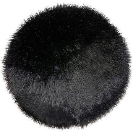 Black Faux Fur Round Rug for Bedroom. Fluffy Circle Rugs 2 X2 for Kids Room. Furry Carpet for Teen G | Walmart (US)