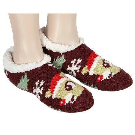 Rudolph The Red-Nosed Reindeer Slippers Rudolph Christmas Holiday Slipper Socks No-Slip Sole Fleece Lined Slippers For Women and Men | Walmart (US)