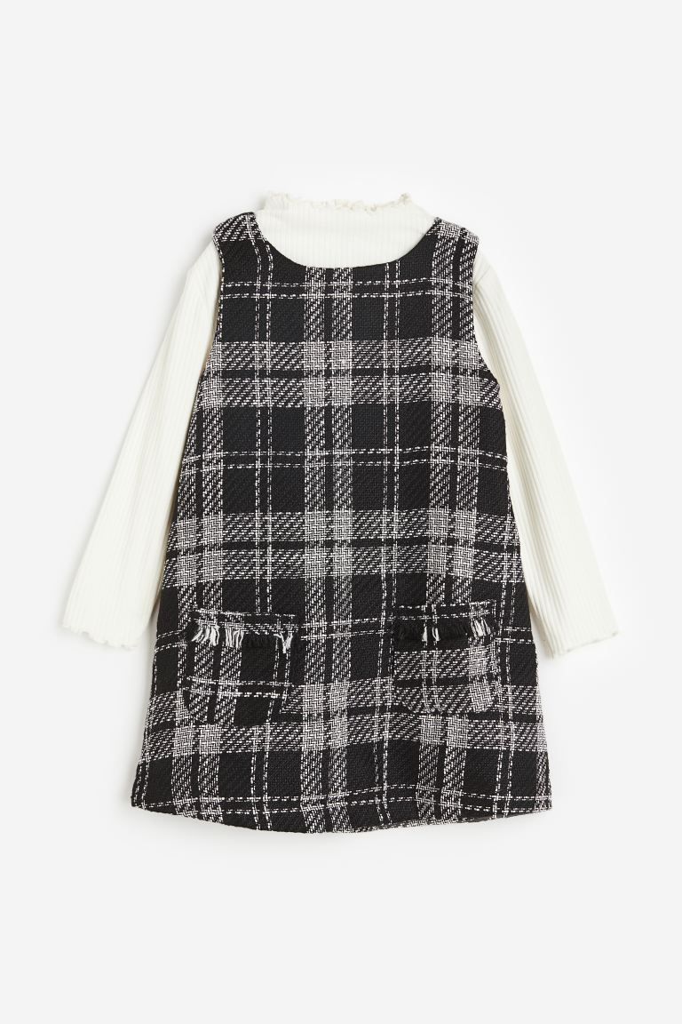 2-piece Top and Dress Set - Black/plaid - Kids | H&M US | H&M (US + CA)