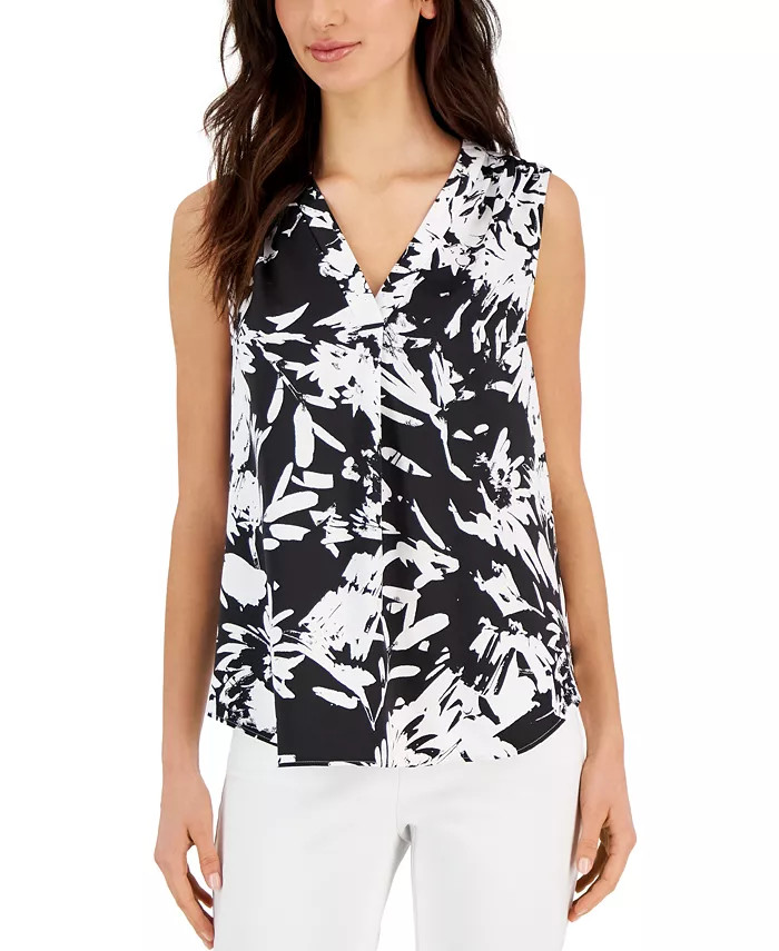 Alfani Petite Printed Washed Satin Sleeveless Top, Created for Macy's - Macy's | Macys (US)