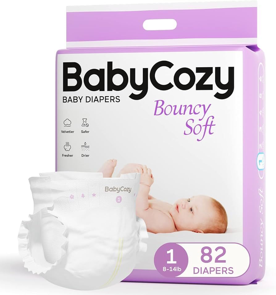 Newborn Baby Diapers Size 1(8-14lb) 82 Count,Babycozy Bouncy Soft Diapers Fit Baby Preemie, Dry D... | Amazon (US)