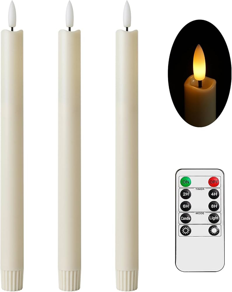 Stmarry Flickering Flameless Ivory Taper Candles with Remote - 10 Inch LED Candlesticks, Realisti... | Amazon (CA)