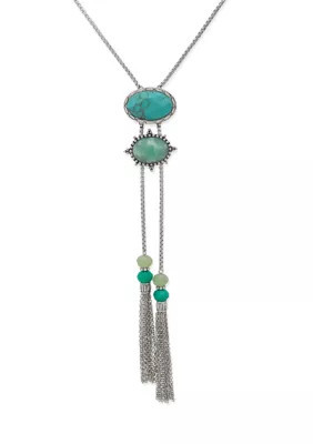 Lainey Wilson Silver Tone Turquoise Tone Stone Tassel Bolo Necklace | Belk