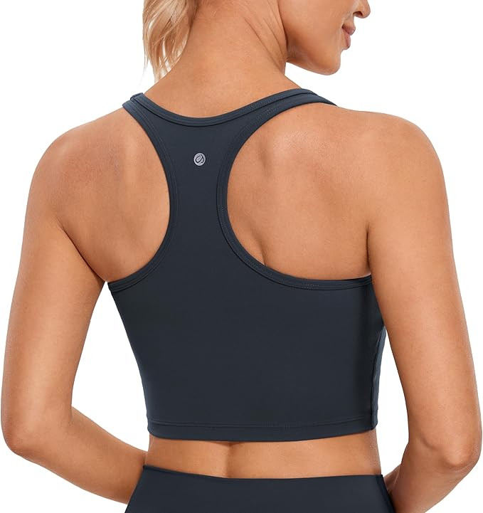 CRZ YOGA Butterluxe Womens Y-Back Racerback Longline Sports Bra - Padded Scoop Neck Workout Crop ... | Amazon (US)