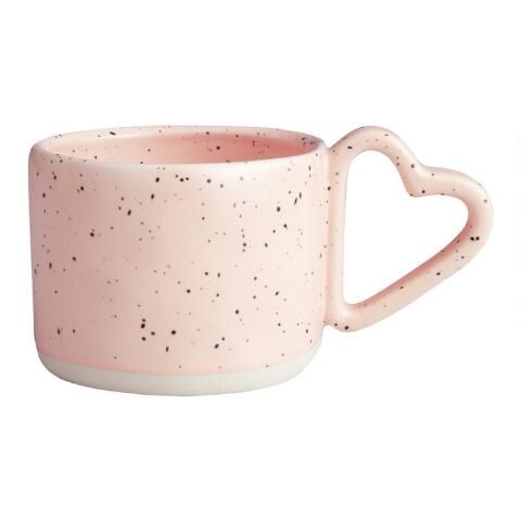 Pink Reactive Glaze Heart Handle Ceramic Mug | World Market