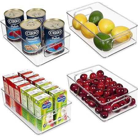 mDesign Plastic Kitchen Pantry Cabinet, Refrigerator or Freezer Food Storage Bins with Handles - ... | Amazon (US)