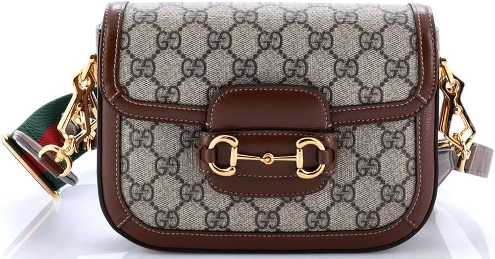 Amazon.com: Gucci, Pre-Loved Horsebit 1955 Shoulder Bag GG Coated Canvas with Leather Mini, Brown... | Amazon (US)