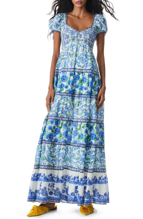 Alice + Olivia Rosalyn Puff Sleeve Cotton Maxi Dress in Perfect Pansy Multi at Nordstrom, Size 8 | Nordstrom