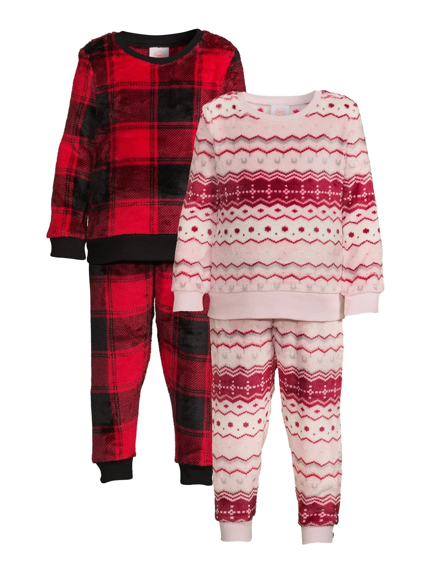 Wonder Nation Toddler Plush Tops and Joggers Pajama Set with Socks, 6-Piece, Sizes 12M-5T | Walmart (US)