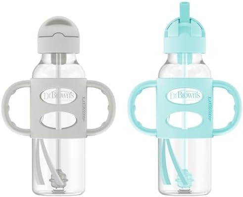 Dr. Brown's Milestones Narrow Sippy Straw Bottle, Spill-Proof with 100% Silicone Handles and Weig... | Amazon (US)