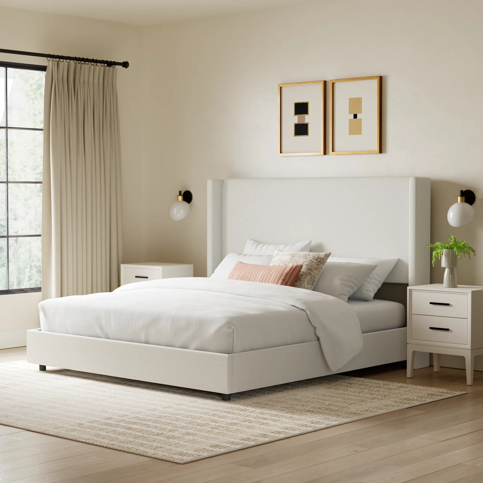 Sleek and supportive. Our low-profile standard bed elevates any room with its wingback headboard.... | Joss & Main