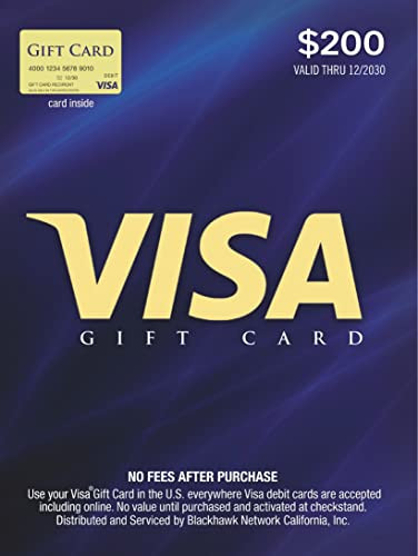 Visa Physical Gift Card $200 (plus $6.95 Purchase Fee) | Amazon (US)