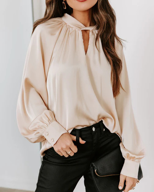 Afternoon Tea Satin Cutout Top - Cream | VICI