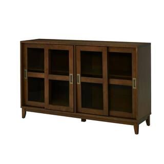Home Decorators Collection Canonbury Sable Brown Wood Buffet Table with Glass Doors (55.30 in. W.... | The Home Depot