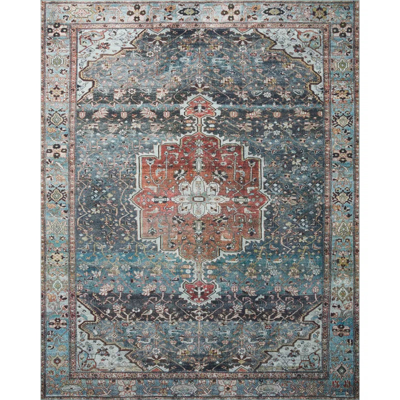 Margot Oriental OCEAN / BRICK Area Rug | Wayfair North America