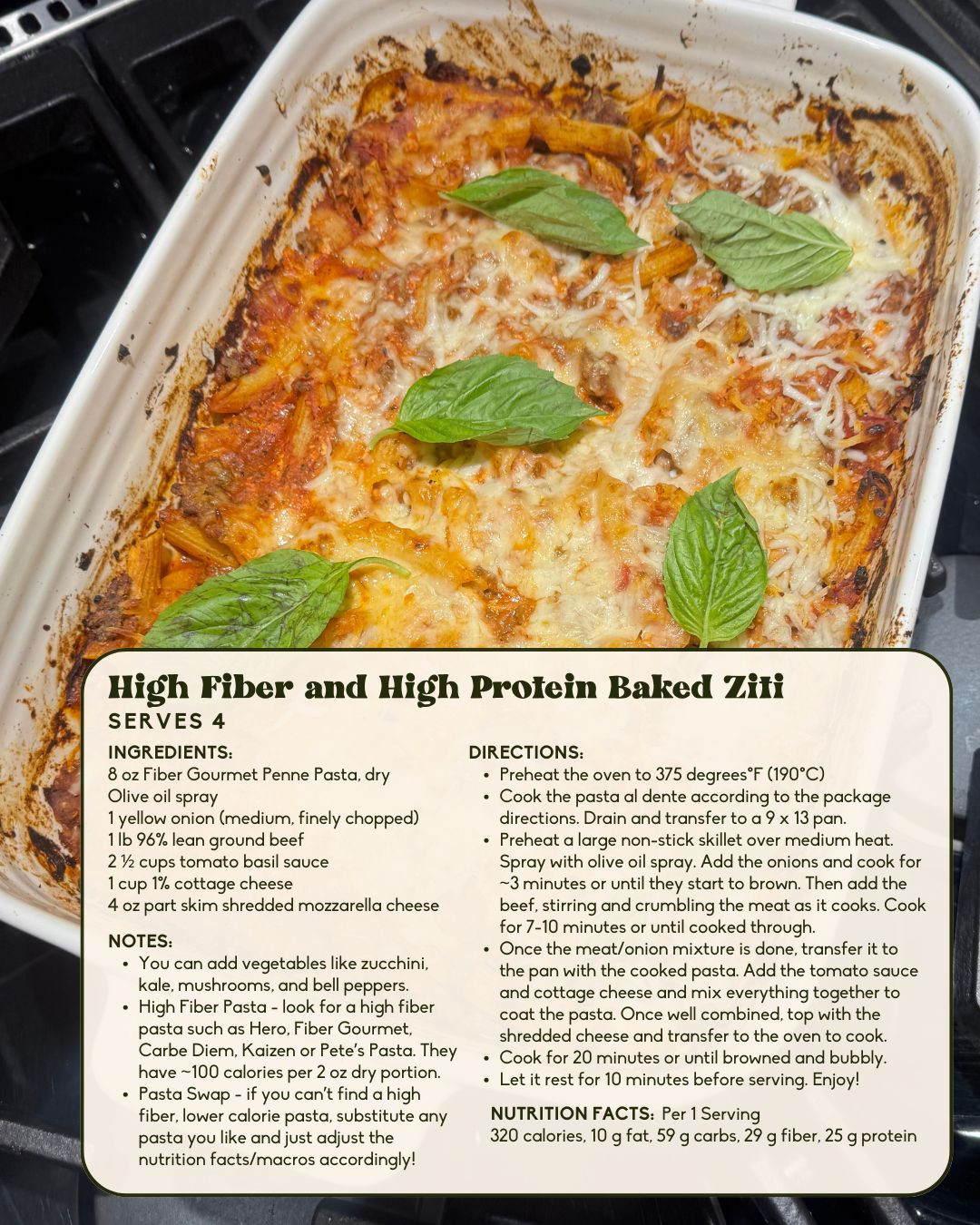 Sharing my high-protein, high-fiber baked ziti. It's so easy and makes great leftovers and freezes well. I linked a bunch of options for high fiber pastas but you can also use any pasta you like! 

Only 320 calories and 29 g fiber for 1/4th of this big pan! 

 #LTKfitnessgoals #LTKfoodie #LTKHome