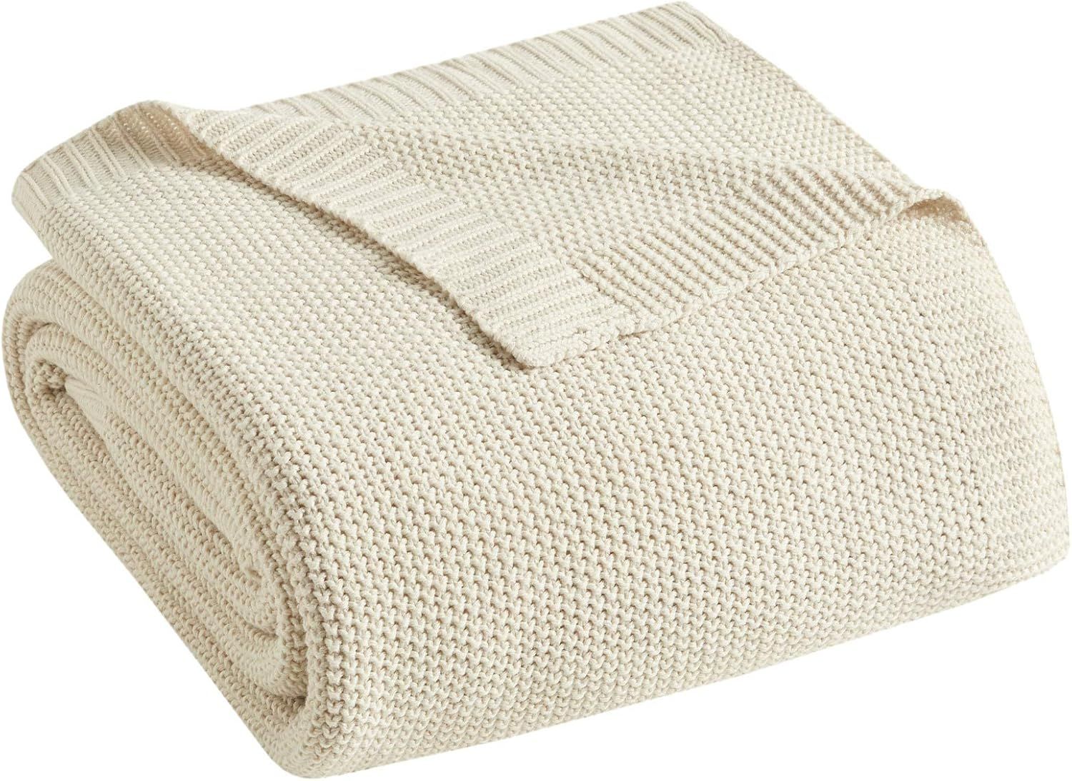 INK+IVY Bree Knit Luxury Knit Throw Ivory 50x60 Knit Premium Soft Cozy Acrylic For Bed, Couch or ... | Amazon (US)