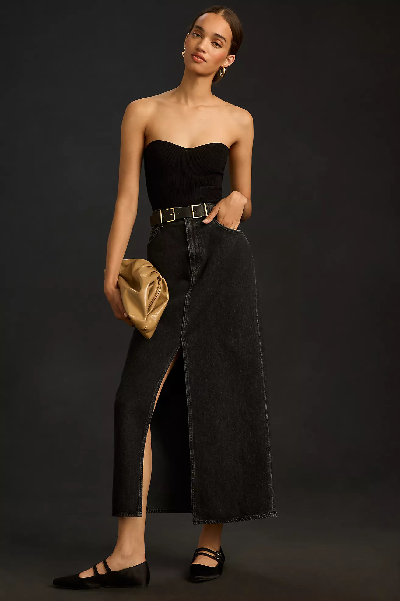 AGOLDE Leif Front-Slit Denim Skirt | Anthropologie (US)