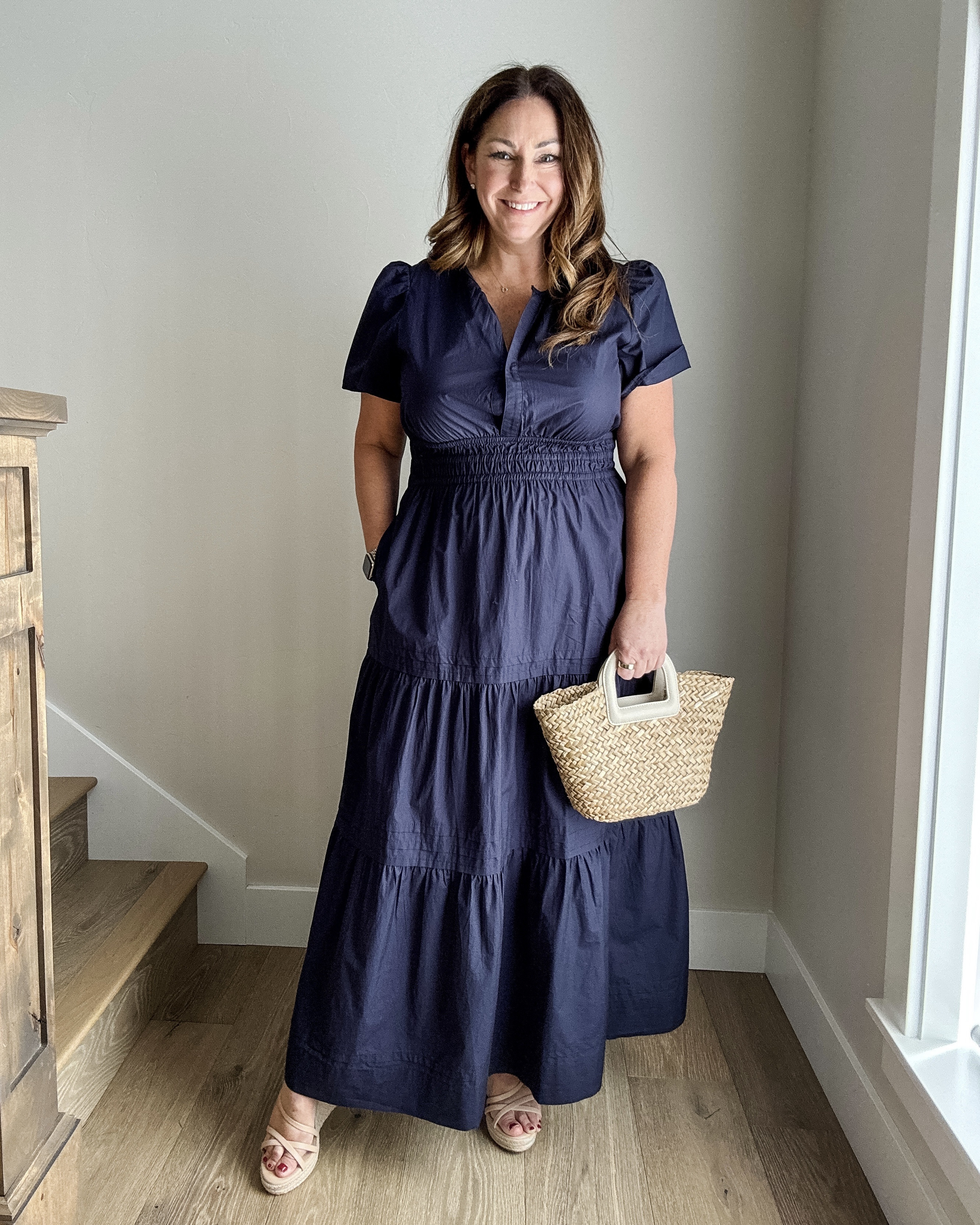 Quince maxi dress great for spring events 
• wearing large but is a little tight in chest fits very similar to Anthropologie Somerset dress 

#LTKMidsize #LTKFindsUnder100 #LTKOver40
