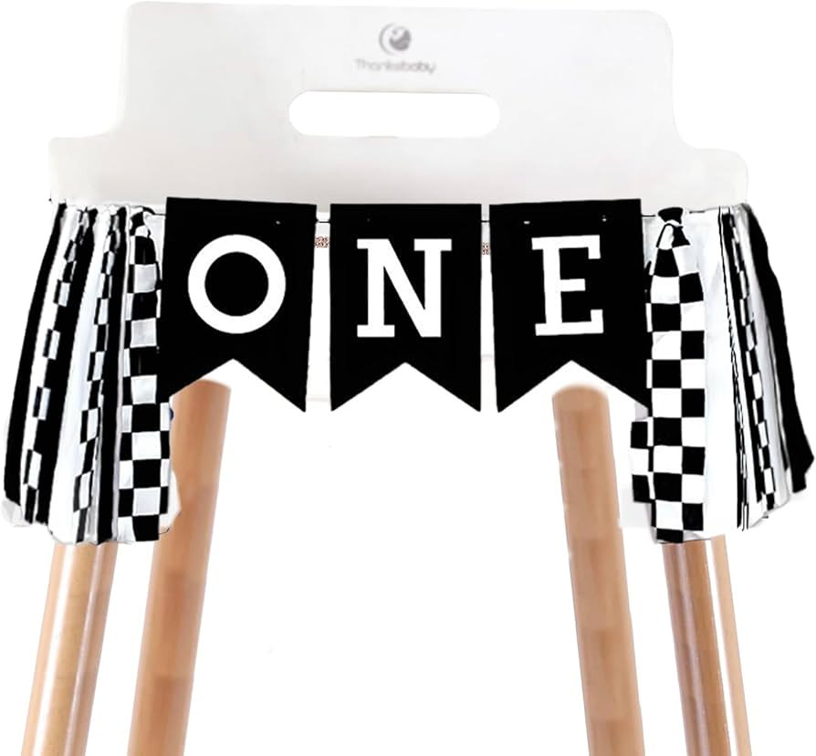 Checkered High Chair Banner First Birthday Boy, Race Car 1st BD Decoration, Fast One Theme HighCh... | Amazon (US)