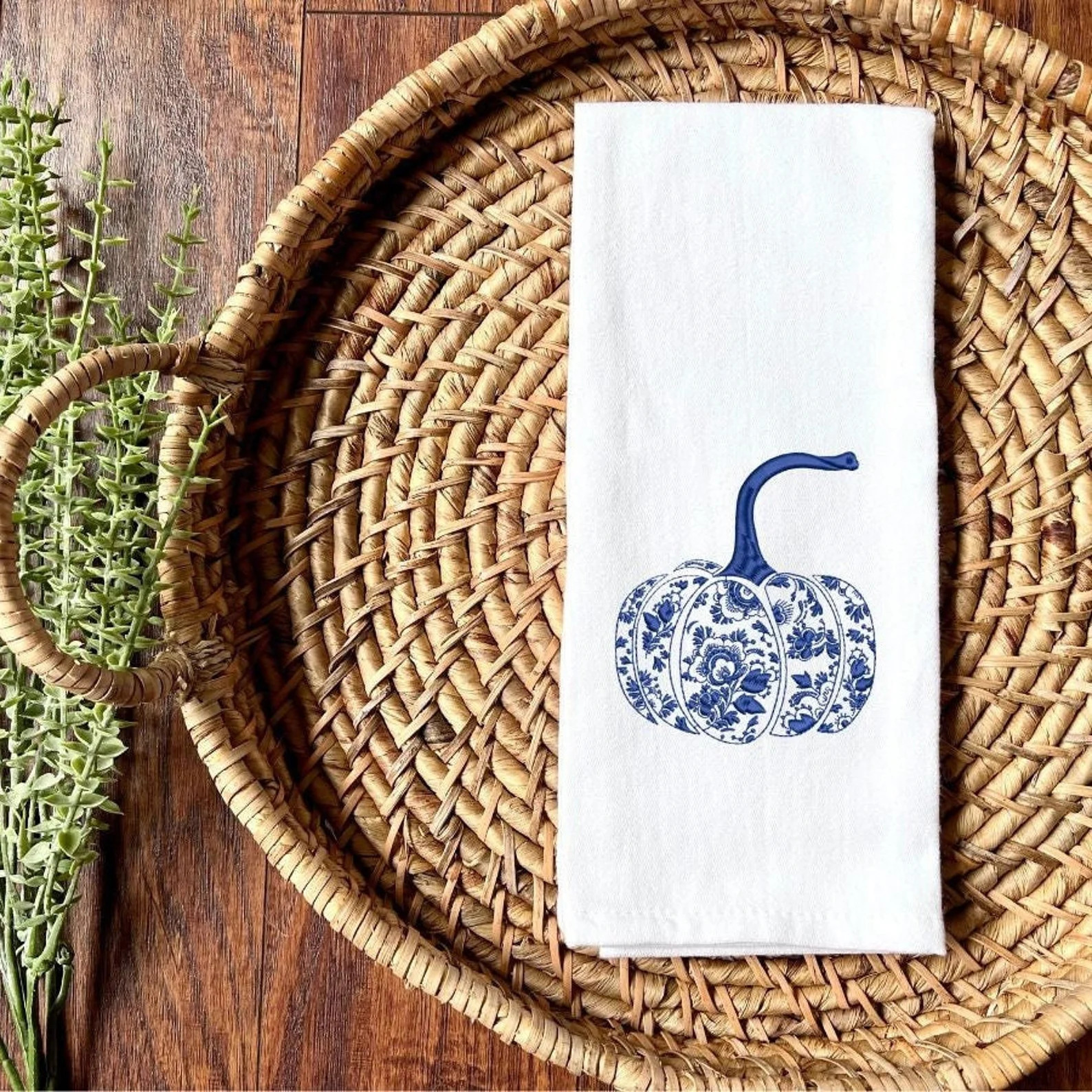 Chinoiserie Print Pumpkin Tea Towel, Chinoiserie Pumpkin Fall or Halloween Decor, Preppy Chinoise... | Etsy (US)