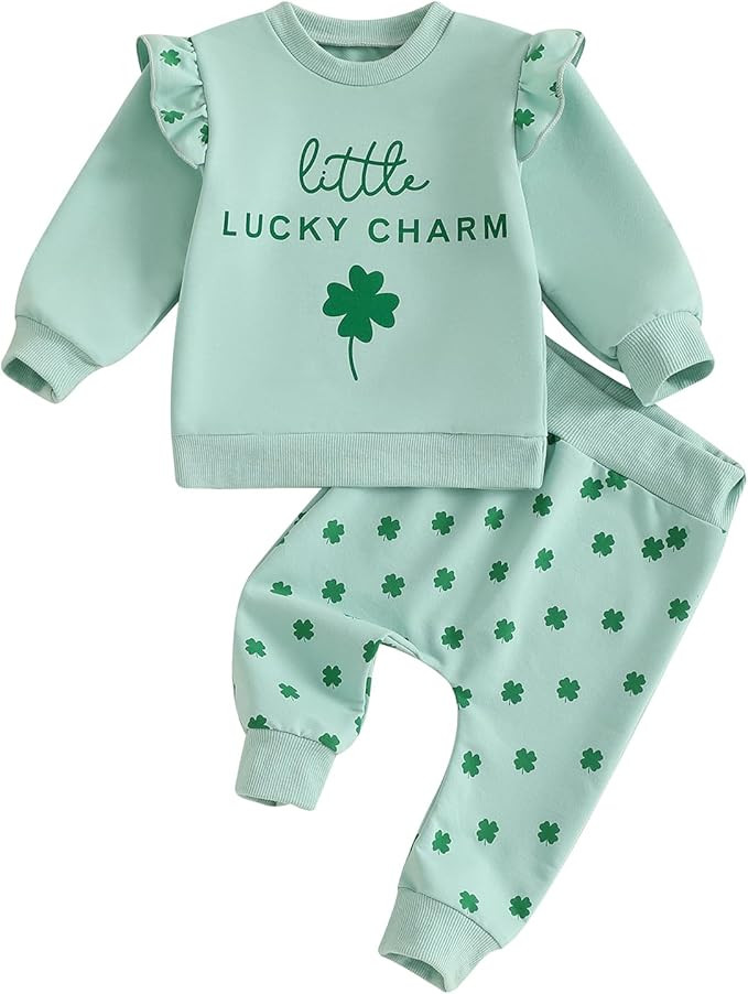 Ledy Champswiin St Patrick's Day Baby Toddler Girl Clothes Four Leaf Clover Sweatshirt Top Solid ... | Amazon (US)