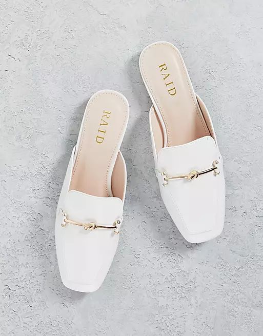 RAID Wide Fit Logan backless loafers in white | ASOS (Global)