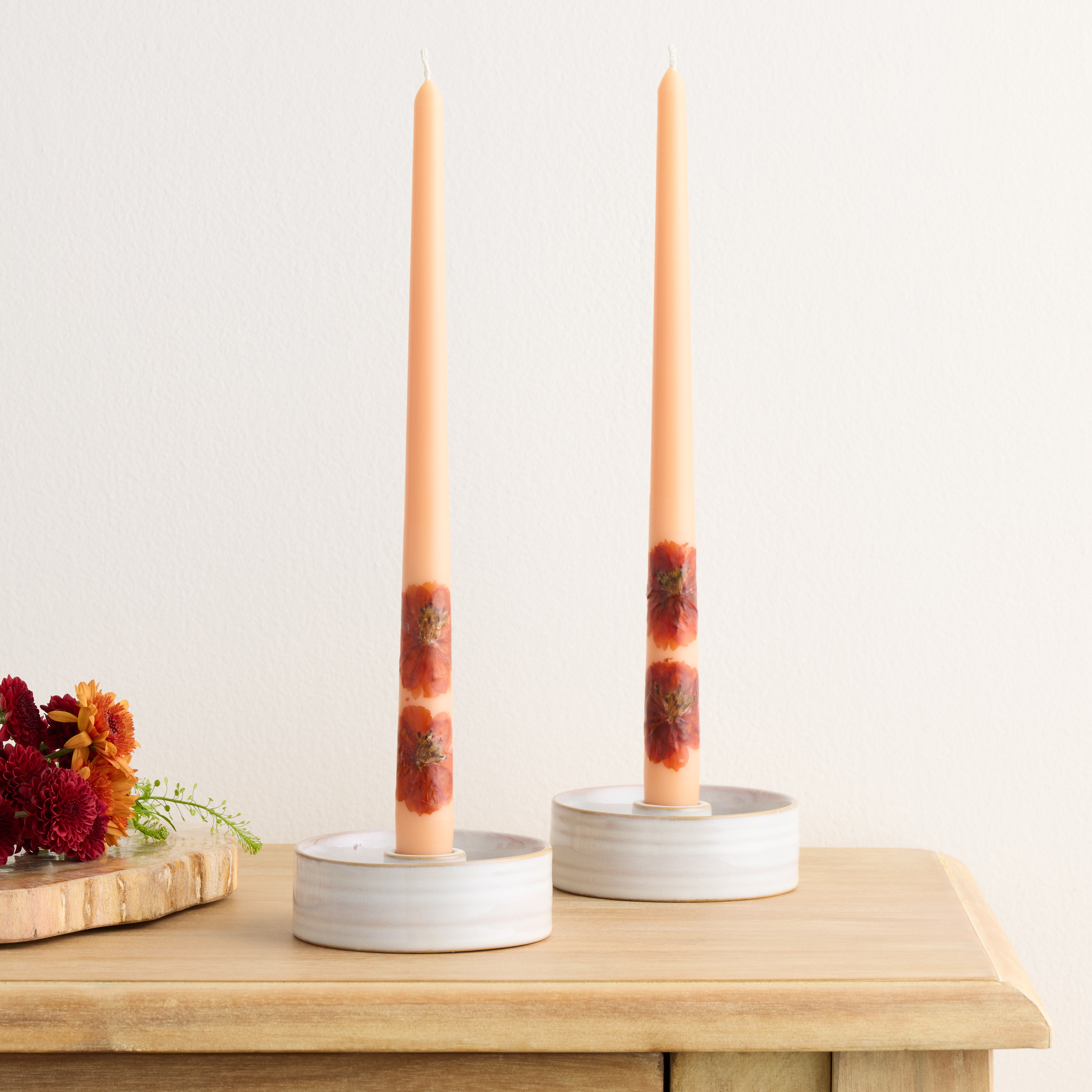Botanical Pastel Orange Taper Candle 2 Pack | World Market