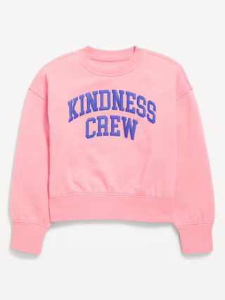 Vintage Oversized Crew-Neck Graphic Sweatshirt for Girls | Old Navy (US)
