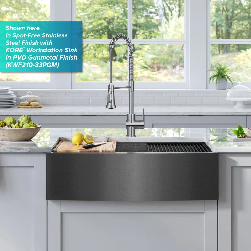 KRAUS Britt Commercial Style Single Handle Pull Down Kitchen Faucet | Wayfair North America