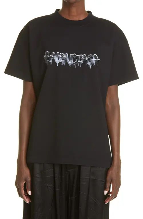 Balenciaga Women's Slime Logo Graphic Tee in Black at Nordstrom, Size X-Small | Nordstrom