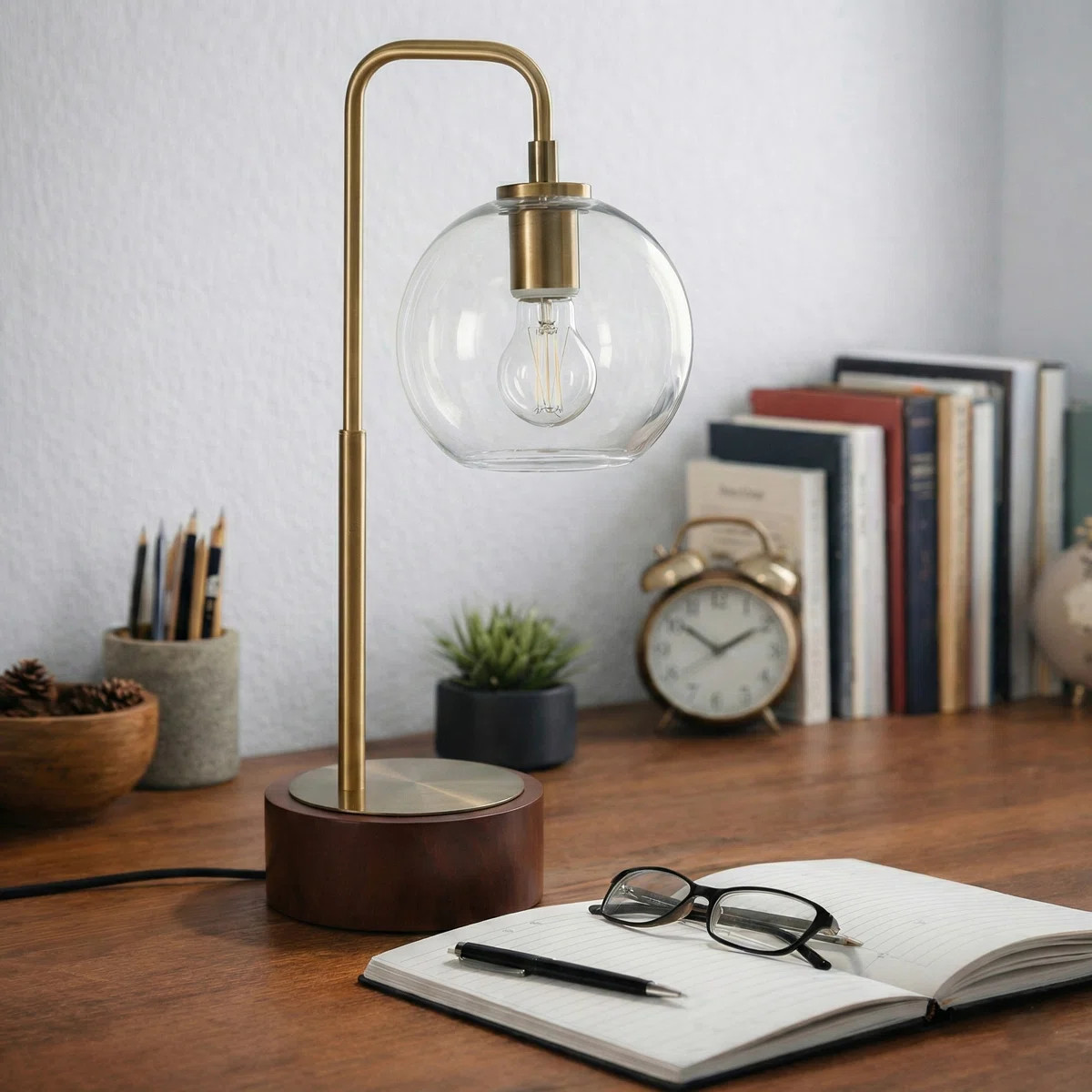 Boisy SIMPLE GLASS GLOBE ARCHED TABLE LAMP | Wayfair North America