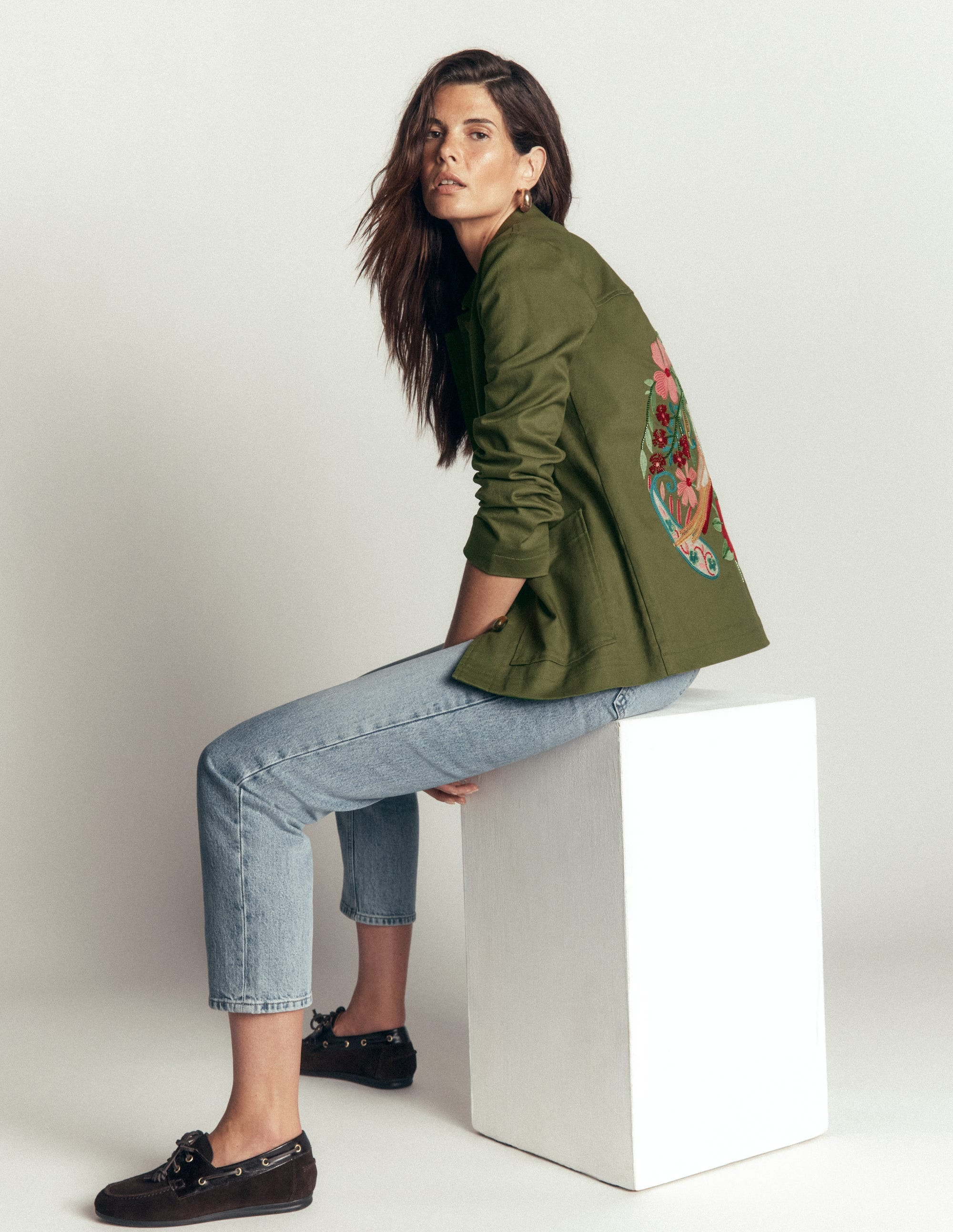 Fife Cotton Chore Jacket-Khaki Embellished | Boden (US)