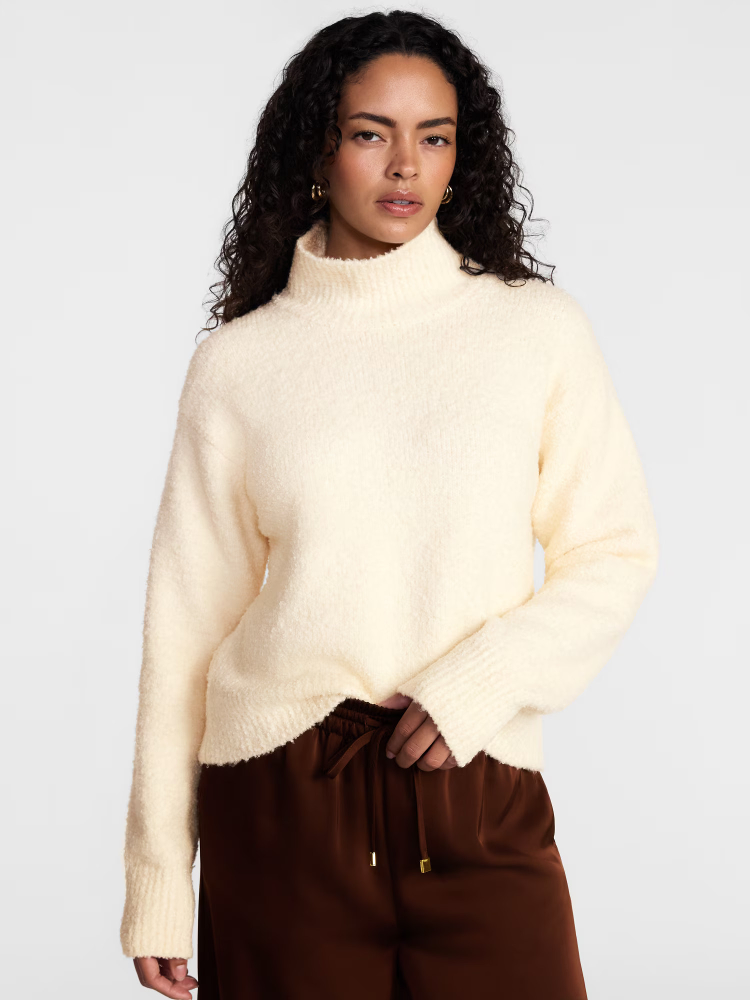 Scenario Women's and Women's Plus Textured Funnel Neck Sweater, Midweight, Sizes XS-4X | Walmart (US)