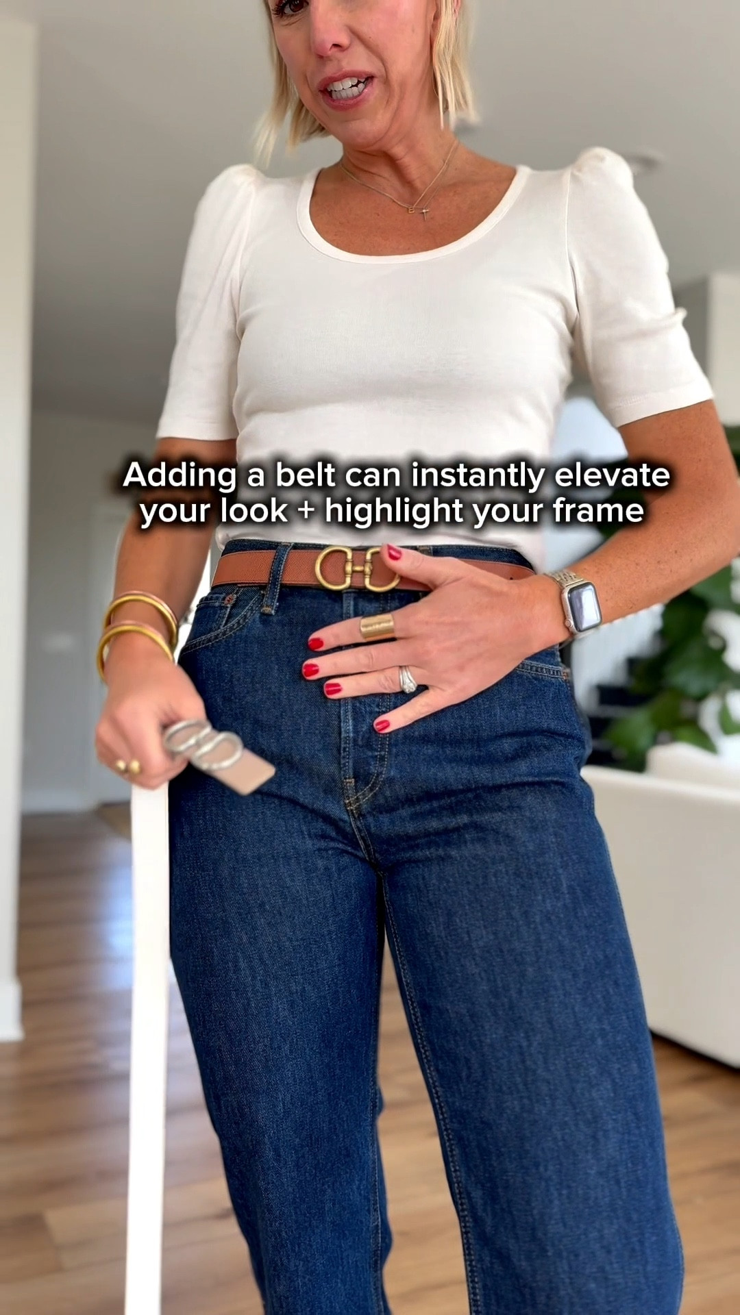 Adding a belt to your outfit is the easiest way to add instant polish and highlight your frame. This reversible belt has been my go to for the last couple of years. I love the simple but elevated leather and hardware pairs perfectly with my favorite pair of jeans or trousers or layered over a maxi dress I am wearing my true to size small.

#LTKWorkwear #LTKFindsUnder100 #LTKOver40