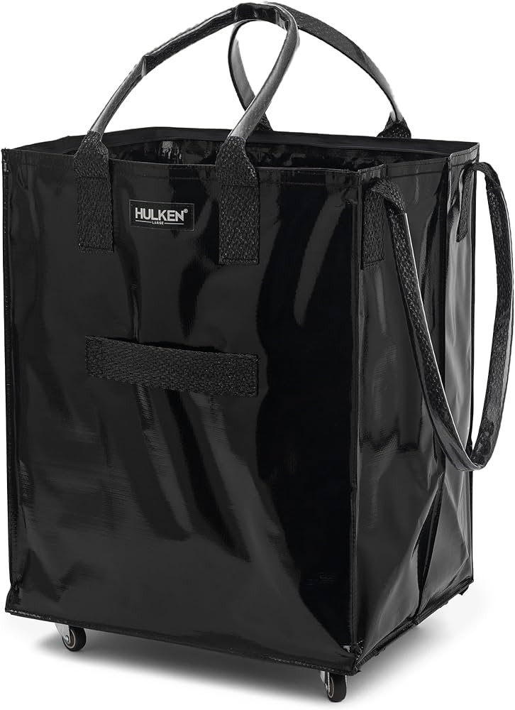(Large, Black) Reusable Grocery Bag On Wheels, Shopping Trolley, Rolling Tote, Zipper Closure, Li... | Amazon (US)