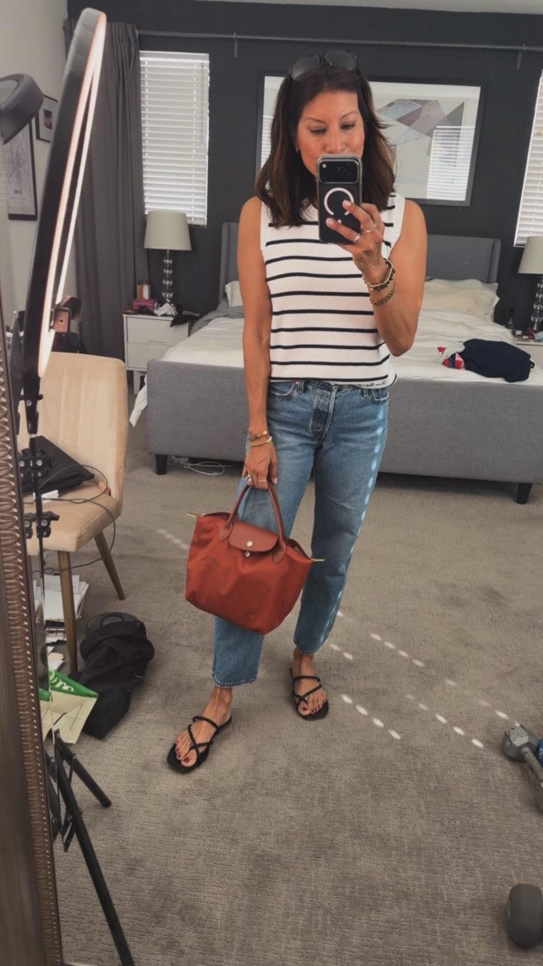 My out the door outfit 

Sweater tank @Bloomingdale's US 
Spring style 
Jeans @levi wearing 25 cropped

#LTKSeasonal #LTKootd #LTKOver40