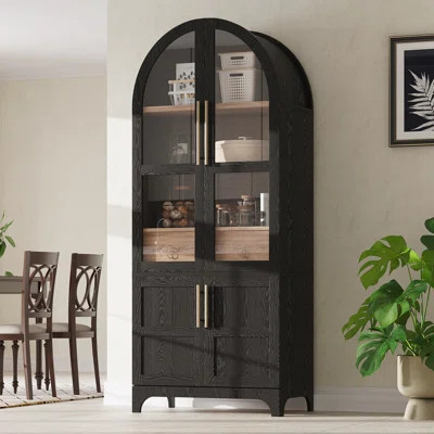 71" Tall Arched Kitchen Pantry Cabinet with Door Shelves | Wayfair North America