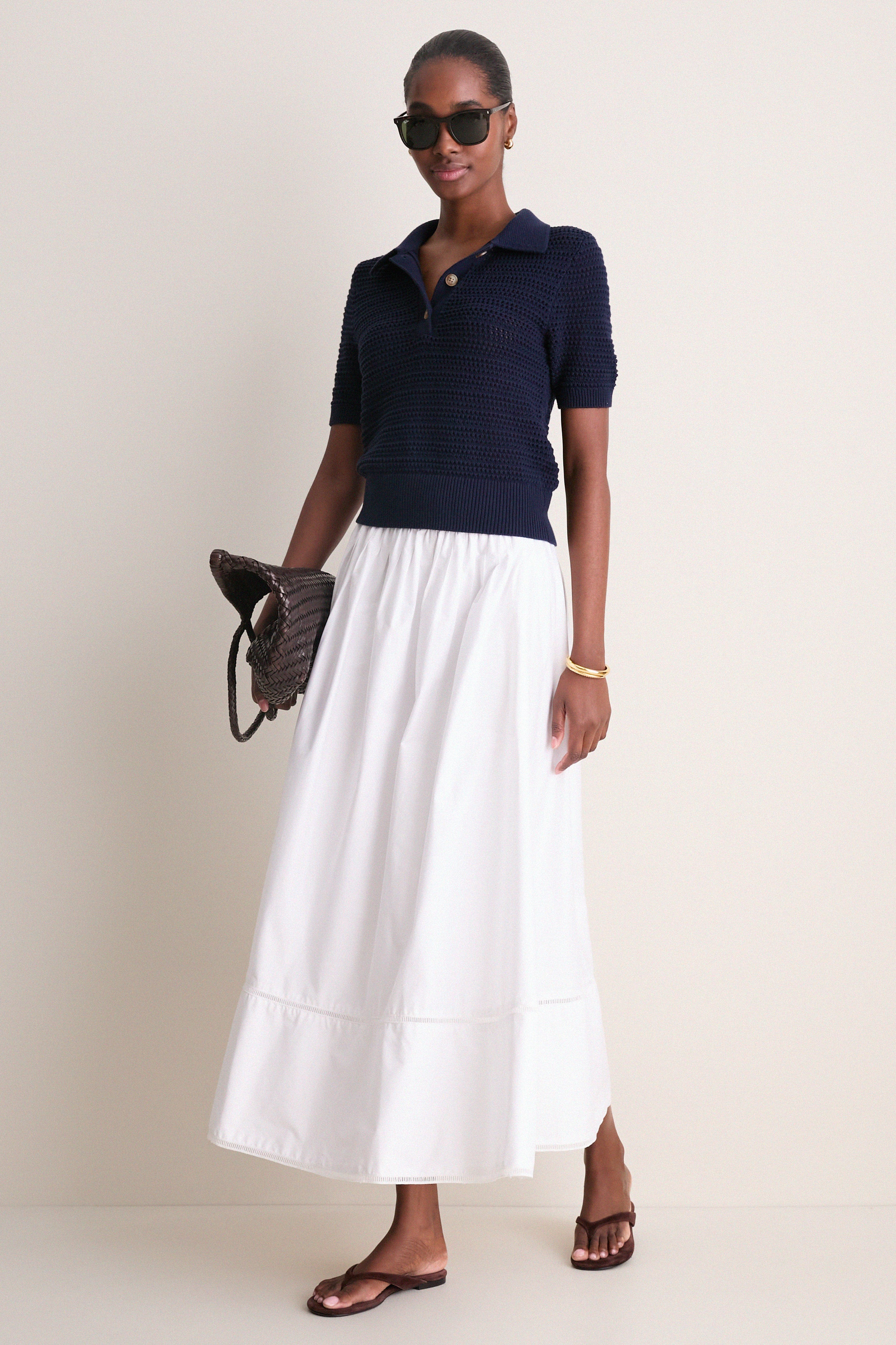 Navy Crochet Cotton Asher Polo | Tuckernuck (US)