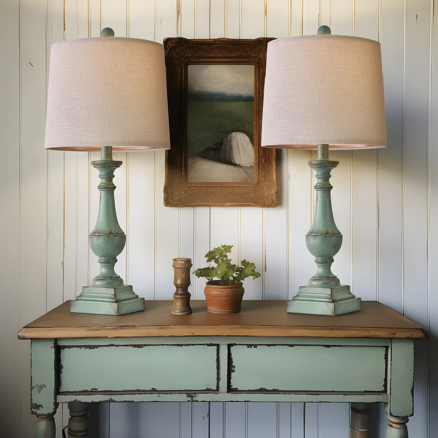 Colean 24.5" retro resin cabinet light, suitable for bedroom, living room, coffee table (Set of 2... | Wayfair North America