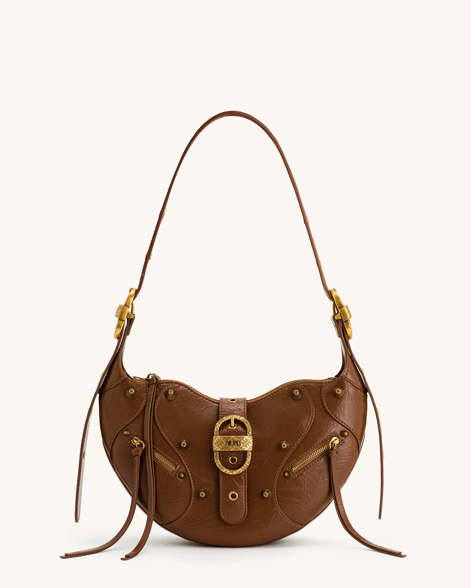 Tessa Crushed Shoulder Bag - Brown | JW PEI US