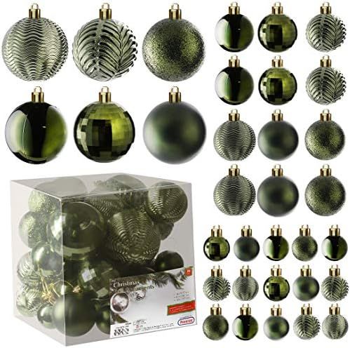 Amazon.com: Prextex Christmas Tree Ornaments - Emerald Green Christmas Ball Ornaments Set for Chr... | Amazon (US)