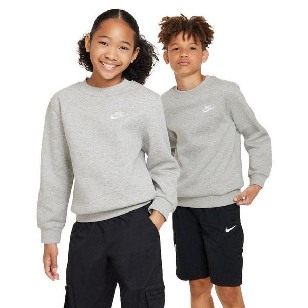Kids' Nike Sportswear Club Fleece Crewneck Sweatshirt Small Grey Heather/White | Scheels Sports