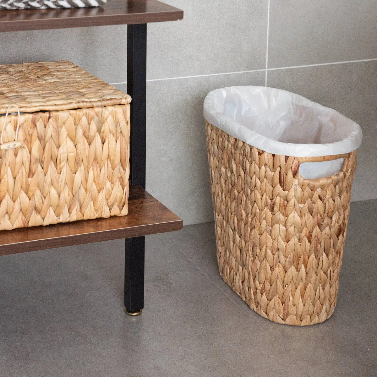 Handwoven Wicker Waste Basket with Handle, Storage Basket for Bathroom, Bedroom, or Living Room | Wayfair North America