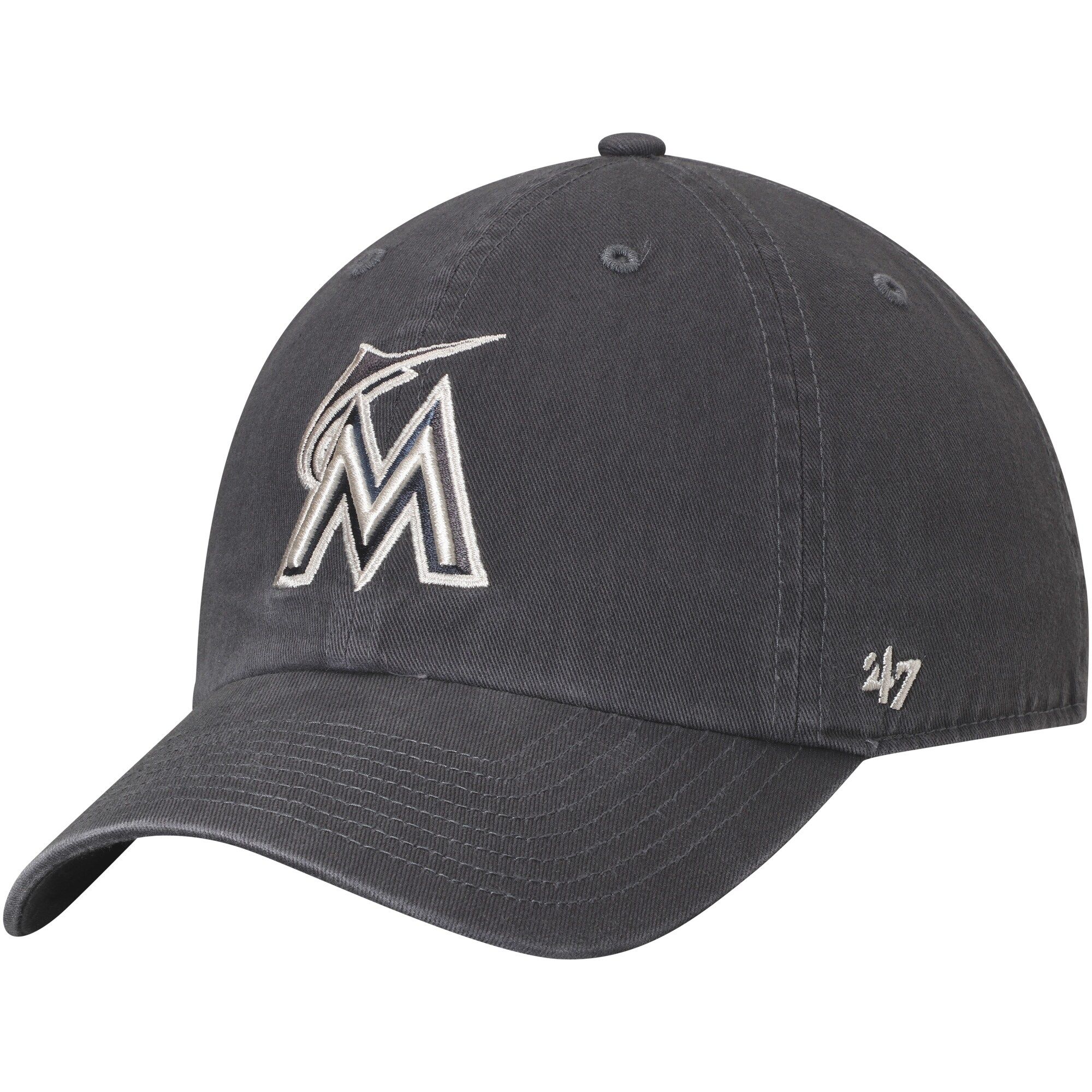 Men's Miami Marlins '47 Gray Vintage Clean Up Adjustable Hat | MLB Shop