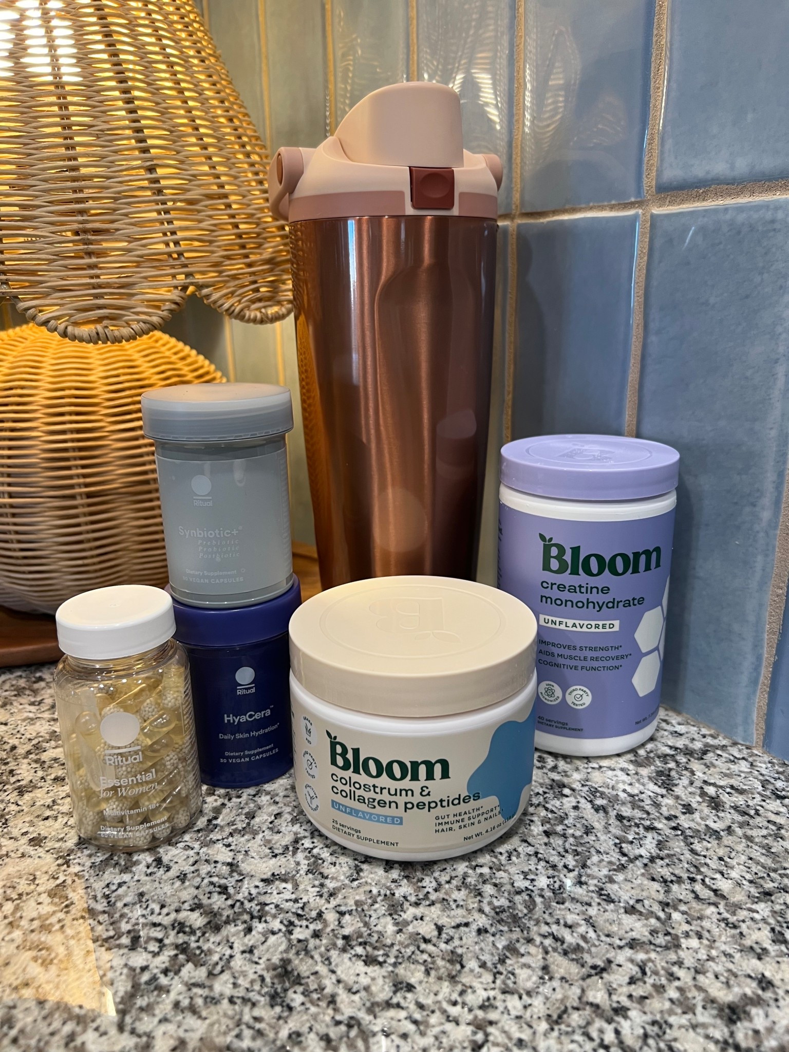 Some supplements I have been incorporating into my wellness routine. Creative helps muscle building and recovery and can improve brain fog. Colostrum and collagen are good for bones and joints, which is super important to me in my mid 30s in preparation for perimenopause. My daily multivitamin I have been taking for years with iron that DOES NOT constipate me 🙌 and I have a probiotic for gut health and hyacera for skin. Living in the desert in a dry climate, I suffer year round with dry skin, but especially in winter. This is great to improve the suppleness of your skin. Not to forget my Owala 30oz to improve hydration throughout the day. I love these bottles because of the lid, only thing approved for healthcare settings and I love them for my daughter at school to prevent extra germs. I loathe the bottles that have exposed straws or drink spouts you have to touch to open 🤢 

#LTKfitnessgoals #LTKselfcare #LTKmorningroutine