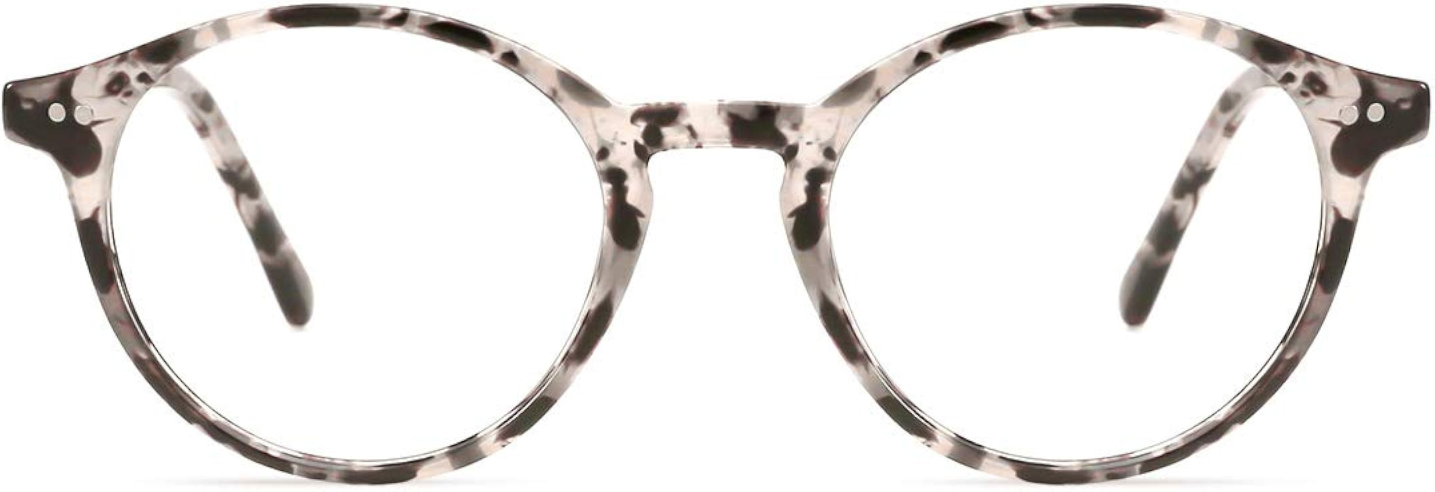 TIJN Vintage Glasses for Women Men Thick Round Rim Eyeglasses Clear Lens | Amazon (US)